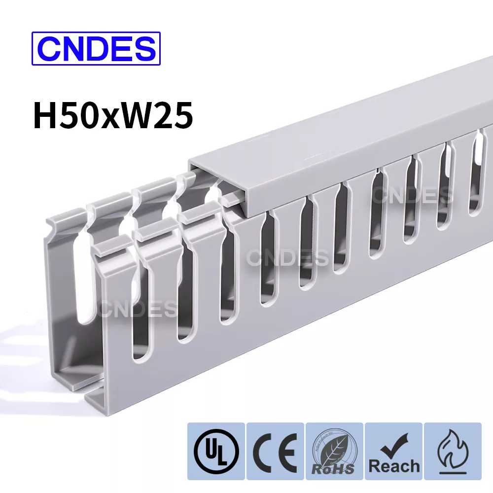 50×25mm स्लॉटेड PVC इलेक्ट्रिकल कॅबिनेट डक्ट