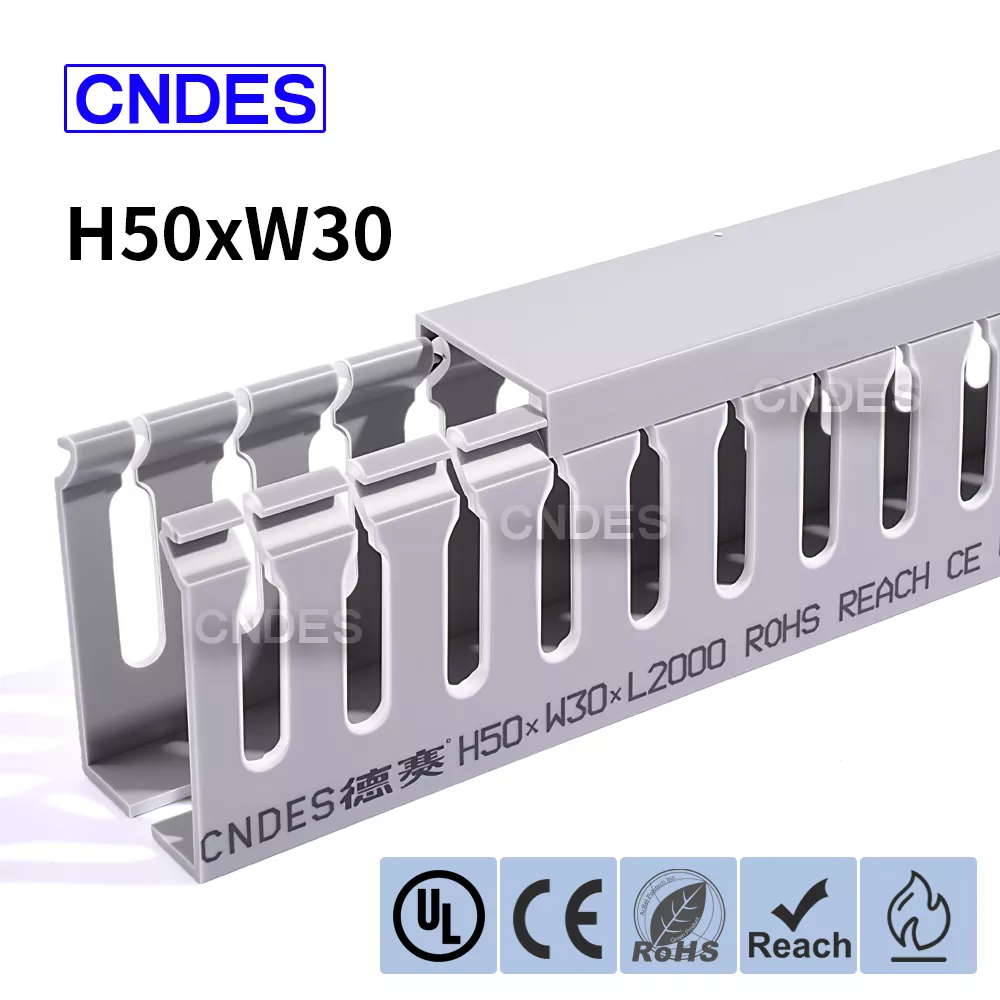 50×30 स्लॉटेड पीव्हीसी केबल ऑर्गनायझेशन डक्ट