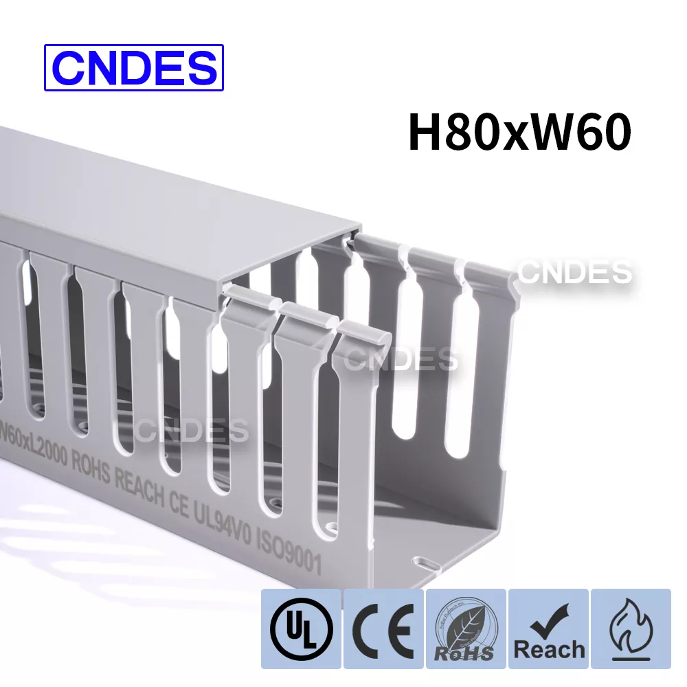 80×60 सूचीबद्ध स्लॉटेड PVC वायरिंग डक्ट