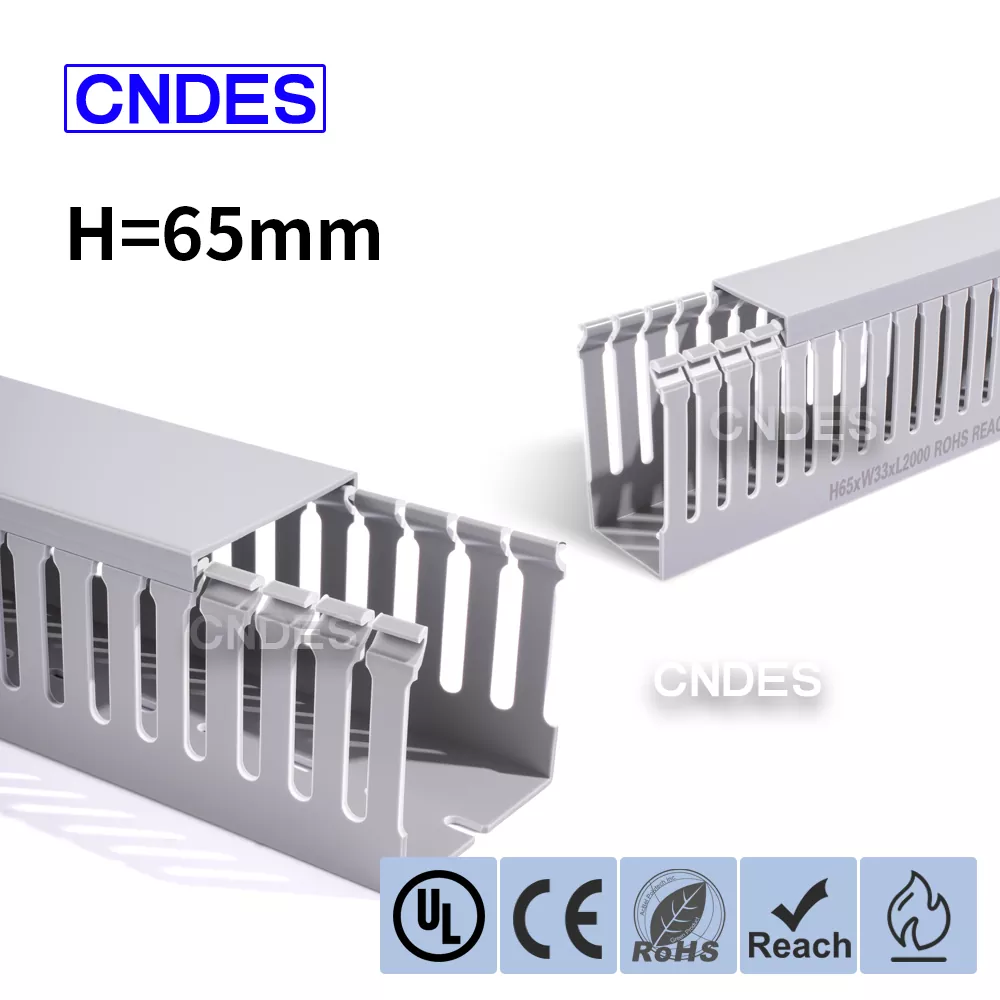 65 मिमी उंची स्लॉटेड पीव्हीसी औद्योगिक वायरिंग डक्ट