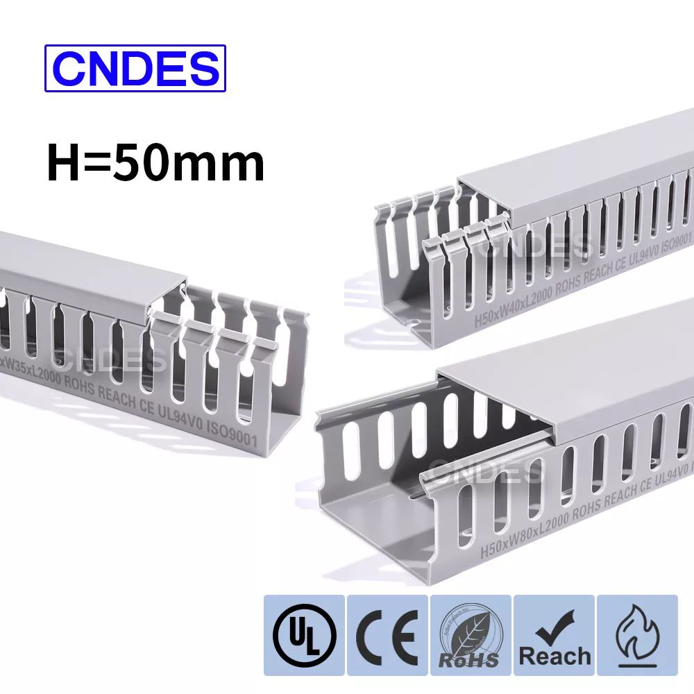 50 मिमी उंची स्लॉटेड पीव्हीसी पॅनेल वायरिंग डक्ट